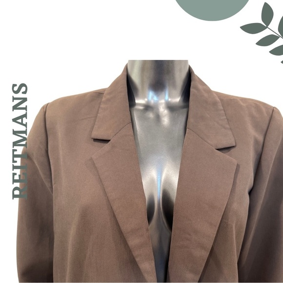 Reitmans Open Front Blazer | Ruched Sleeve | Notched Collar Warm Mocha Brown 15 - Picture 4 of 6